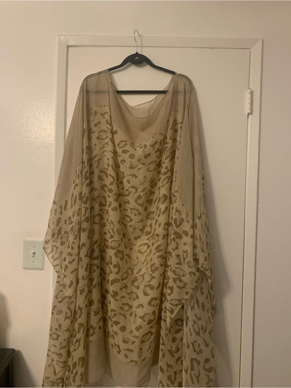 Sheer Animal Print Kaftan Dress in Beige